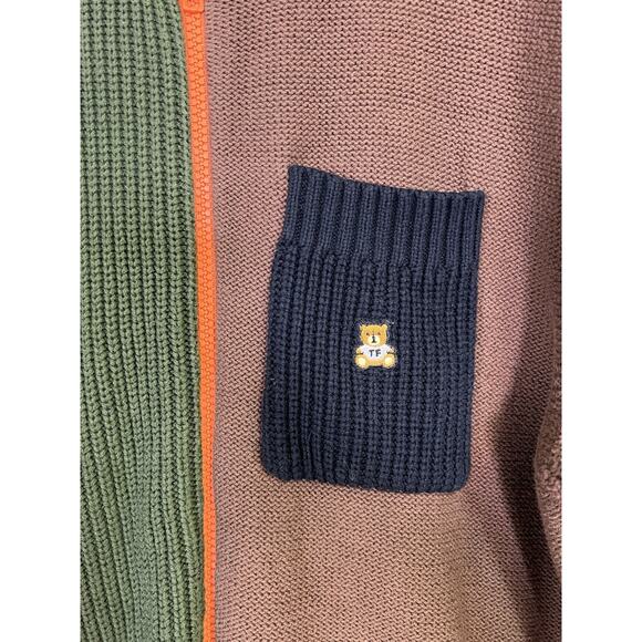 Teddy Fresh Cardigan Mens Large Sweater Retro Colorblock Preppy Classic Grandpa - Picture 8 of 16